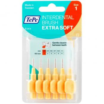 Cepillos Interdentales Tepe Extra Suave Tamaño 1 (0,45 mm) - Paquete de 6 unidades