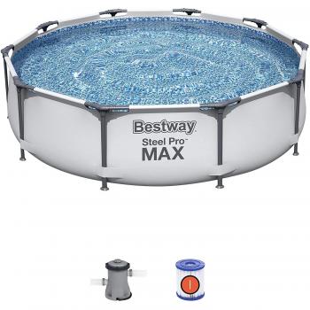 Bestway Steel Pro MAX Piscina Desmontable Tubular, 366 x 76 cm, con Depuradora de Cartucho de 1.249 l/h