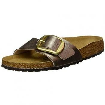 Birkenstock Mules Madrid Big Buckle Birko-Flor Graceful Taupe, Sandalia para Mujer, 37 EU Étroit