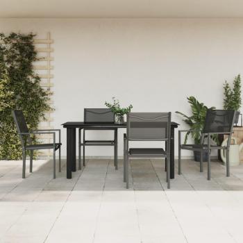 5-Piece Black Steel and Textilene Garden Dining Set