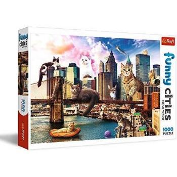 Trefl TR10595 Katzen in New York 1000 Teile, Funny Cities, Premium Quality, für Erwachsene und Kinder ab 12 Jahren Puzzle, Coloured