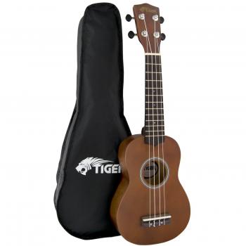 Soprano Ukulele Ukelele for Kids includes Gig Bag, Felt Pick, Spare Strings - Natural - TIGER UKE12-NT