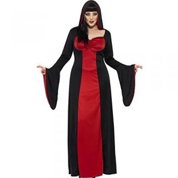 Smiffy's Smiffys-40077L Disfraz de vampiresa siniestra con Vestido Largo con Capucha, Color Rojo, L - EU Tamaño 44-46 40077L