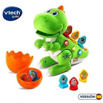 VTech - Dino Babysaurio Travieso, Simpática Mascota Interactiva Acompañada de 9 Fichas para Cambiar la Personalidad, Diversión Jurásica, Color Verde