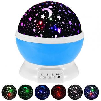 Lámpara Infantil GRDE, Regalo Para Niñas Lámpara Proyector Rotación 360 Grados de Estrellas y Cosmos, Iluminación Romántica Luz Nocturna Infantil de Sobremesa y Mesilla con Estrella y Luna, Decoración Noche Romántica para Niños, Adulto, Novia, Cu