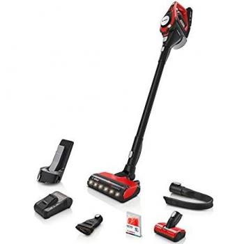 Bosch Unlimited Serie | 8 ProAnimal BBS8214PET Aspirador Escoba Sin Cable, 18V, Depósito 0.4L, Función Secar, Sin Bolsa, Color Rojo
