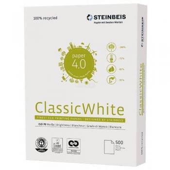 Paquete 500H Papel Reciclado 80gr A4 Classic White Nº1 ISO70 Steinbeis 141688