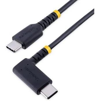 StarTech.com Cable 30cm USB C Acodado en Ángulo Recto PD 60W 3A de Alta Resistencia USB 2.0 Tipo C con Fibra de Aramida Negro