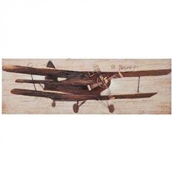 Cuadro avión biplano marrón/beige 50 x 4 x 150 cm