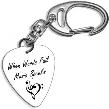When Words Fail Love Anniversary Logo Guitarra Pick Keyring Llavero