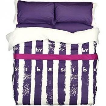 ByBasi Barras Funda nórdica Estampada Color Lila/Morado 005-Burrito Blanco, Algodón 100%, Azul, 90