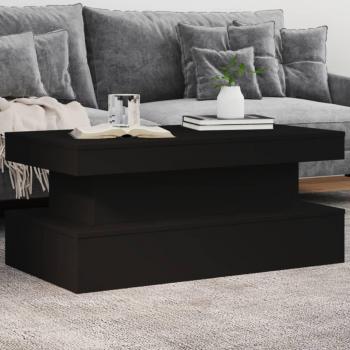 vidaXL Coffee Table with LED Lights - Black, 90x50x40 cm