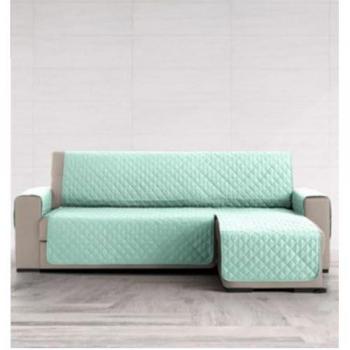 Cubre sofá Acolchado Chaise Longue Reversible 240cm o 280cm Hecho en España con Bolsillo Lateral Funda sofá Acolchado Chaise Longue Reversible (Turquesa)