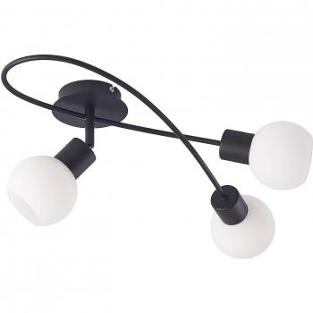 Plafón de techo Lindby Elaina 3 luces alargado negro y blanco, moderno, hecho de metal, para salón y comedor, con 3 llamas E14