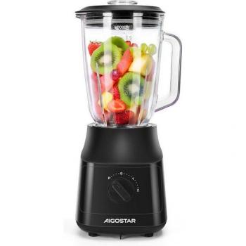 Batidora de Vaso AIGOSTAR 1,5L 600W Tritura Hielo con Cuchillas de Titanio, 2 Velocidades + Turbo y AutoClean, Libre de BPA