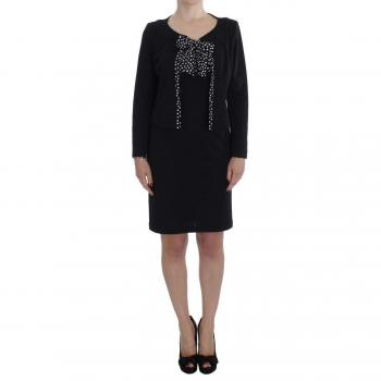 BENCIVENGA Stretch Sheath Dress & Sweater Set - IT46 | L, Short Dresses, female, Black, Size: L Polka Dot Dress & Sweater Set