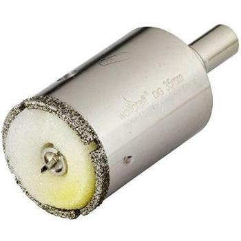 Wolfcraft Sierra de Corona Diamantada Ceramic, Diámetro 35mm con Broca de Centrado y Vástago de 10mm, Profundidad de Corte 45mm - Modelo 631699000