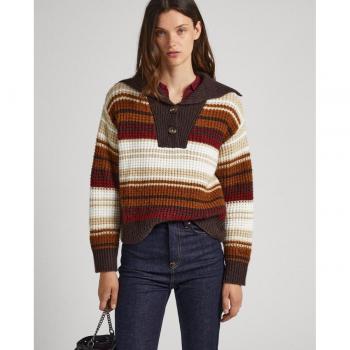 Jersey Pepe Jeans Dasha Rayas Marrón Para Mujer