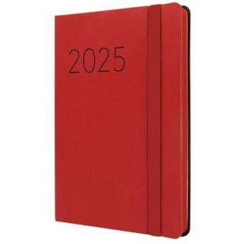 Finocam - Agenda Flexi Lisa 2025 Semana Vista Horizontal Enero 2025 - Diciembre 2025 (12 meses) Rojo Español, encuadernada, tamaño F4 (118x168 mm), multilingüe