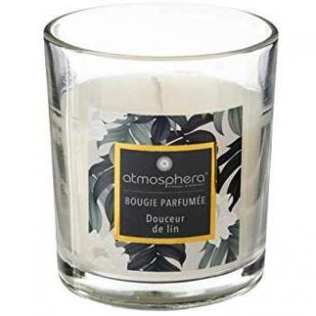 Vela aromática Neda de lino en vaso de cristal Ø7x8cm - 110g - Atmosphera Créateur d'Intérieur