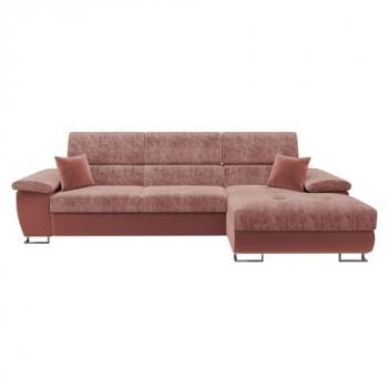 Sofá Rinconero Comfivo 242, Rosa, Función de Descanso y Caja de Ropa de Cama, 275x170x71cm