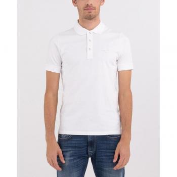 Replay Men's Short Sleeve Polo Shirt with Logo - White, Size XL