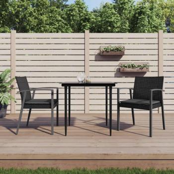 Set de Sillas de Jardín con Cojines de Ratán Sintético - 56,5x57x83 cm - Negro/Marrón - Disponible en juegos de 2/4/6 unidades
