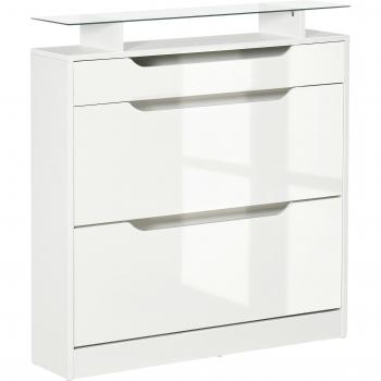 Zapatero Nordic Homcom 2 Puertas con Cajón Blanco 96x89x23 cm