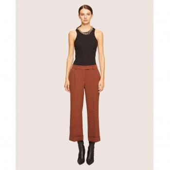 Pantalón Cropped Motivi en Tejido de Crepé