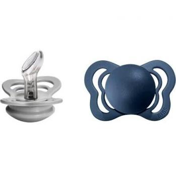 BIBS Couture Silicone Pacifier Size 1 Cloud/Steel Blue 2-Pack