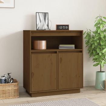 Aparador de madera maciza de pino marrón miel 70x34x80 cm