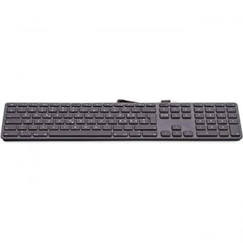 Teclado USB AZERTY Francés Gris LMP 18254 con 110 teclas, teclado numérico KB-1243, 2x USB, diseño en aluminio, compatible con macOS