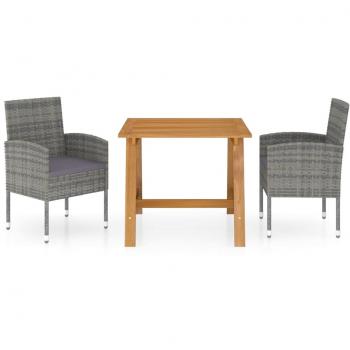 vidaXL Juego de comedor para jardín 3 piezas gris