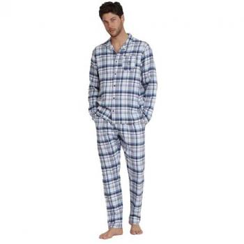 Pijama Largo de Franela Azul Marino para Hombre Admas - Modelo Sapphire, Manga Larga y Algodón