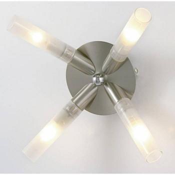 Lámpara de techo Sona 4 bombillas cromo satinado y vidrio esmerilado, tipo plafón, con 4 luces G9