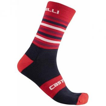 Calcetines Castelli Gregge 15 Rojo y Negro, características: diseño en color rojo y negro, tejido transpirable, compresión moderada, ideal para ciclismo, talla S-M