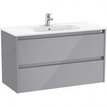 Mueble de baño Roca Tenet con 2 cajones, color gris brillante, medidas 985 x 460 x 565 mm
