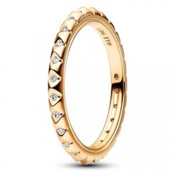 Anillo Pirámides Pandora ME chapado en oro de 14 quilates con circonitas cúbicas, talla 60