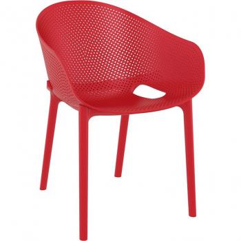 Sky Stackable Indoor or Outdoor Polypropylene Red Cafe Bistro Armchair