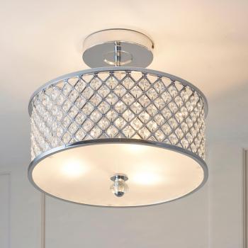Lámpara de techo semi empotrada Hudson de metal cromo y cristal con 3 luces E27