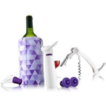 Vacu Vin 6889860 Profi Basis - Juego de accesorios para vino, color blanco y lila