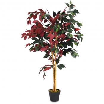4-Foot Artificial Ficus Plant - Red/Green