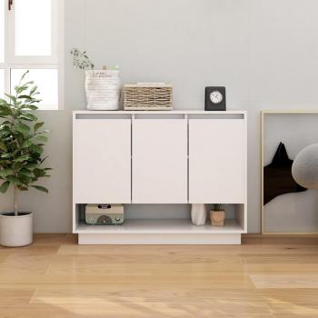 Aparador de madera contrachapada blanco brillante 97x31x75 cm