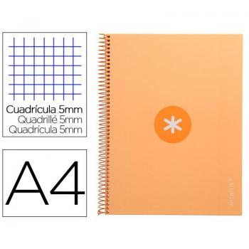 Cuaderno espiral Liderpapel Antartik A4 microperforado tapa forrada 80 hojas 90 gramos cuadrícula de 5mm con margen banda de color 4 talad
