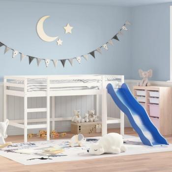 Cama alta infantil con tobogán Slide blanca 90x200 cm de pino macizo