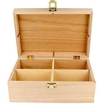 Caja de Té Decorativa de Madera 20 x 14 x 8 cm, Color Beige - Artemio