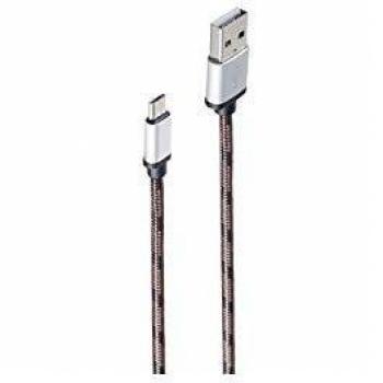 Cable USB 2.0 de Nylon Marrón 0,9 m con Conector USB-A a Micro B
