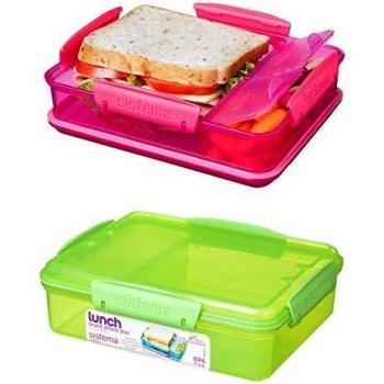Sistema 21482 Lunch to Go, Polypropylene, 3 Compartments, 0.97 LT, Assorted