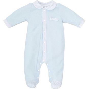 Pelele de bebé niño en tejido liso 100% algodón color celeste