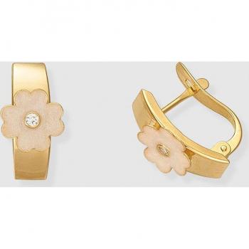 Pendientes de Flor de oro con esmalte y detalles elegantes
